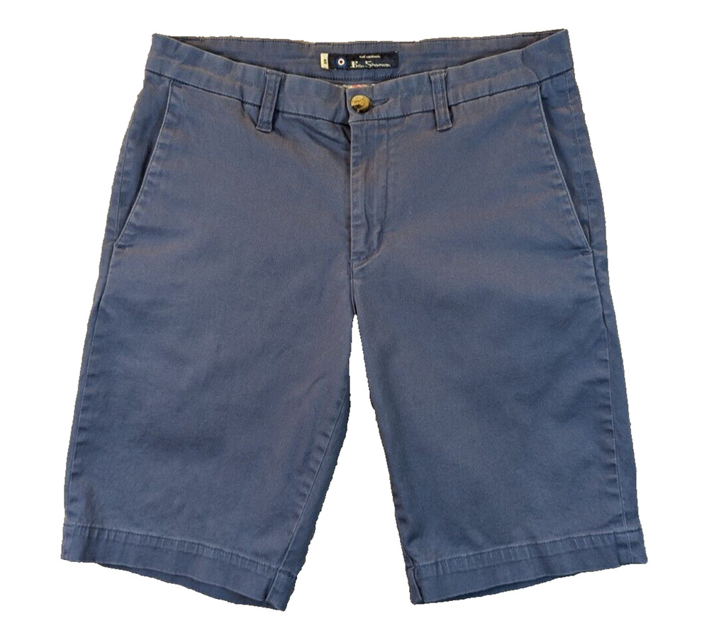 Ben Sherman Shorts Mens 30 Blue Chino Best Fit Flat Front Casual Cotton